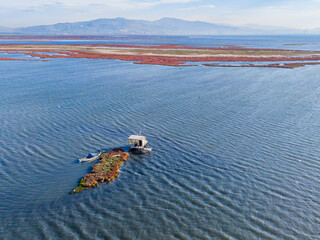 Fishermen and Small Islets in the Gediz Delta, Izmir Bay, Turkey