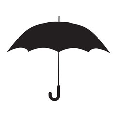 Umbrella icon. Black silhouette on white background. Vector illustration.