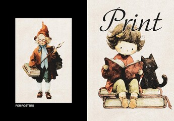 Vintage Print Poster Effect Mockup