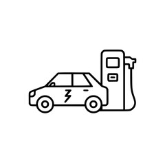 Fototapeta premium Minimal electric vehicle charging station vector icon EPS 10