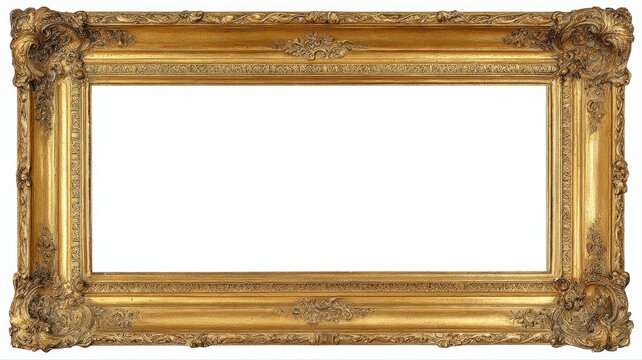Ornate Gold Picture Frame with Empty White Space, Suitable for Art or Photography Presentation