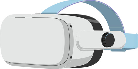Virtual reality headset vector illustration, modern VR goggles wearable technology, immersive digital gaming device isolated