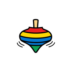 Fototapeta premium Colorful spinning top toy with stripes on white background 