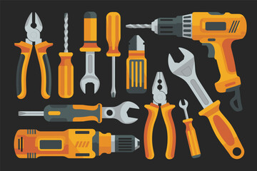 Collection of Various Hand and Power Tools for DIY and Construction Projects, home improvement concept