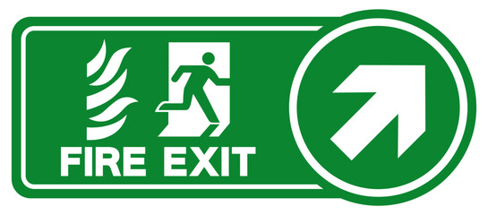 Fire Exit Arrow Right Up Symbol Sign, Vector Illustration, Isolate On White Background Label. EPS10