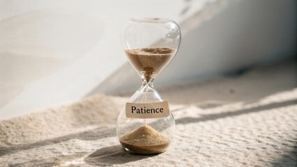 Hourglass with sand representing the concept of patience