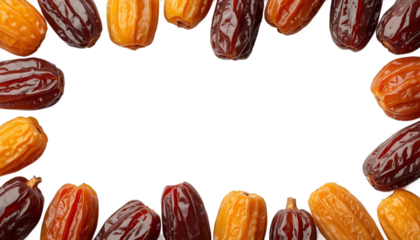 A vibrant display of dates arranged in a circular pattern on a sleek black background