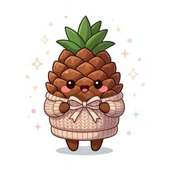 Adorable pineapple character in cozy sweater