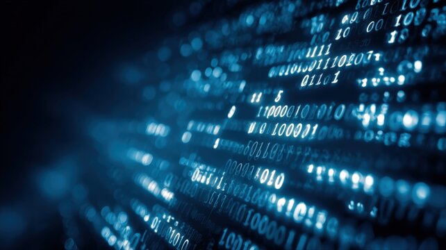 Abstract Binary Code Background: Information Technology, Data Processing, Cybersecurity, and Digital Communication Concepts - Powered by Adobe