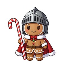 Cute gingerbread knight with candy cane