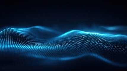 Abstract blue digital wave background with glowing particles for modern technology concept