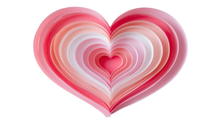 Heart shaped layers in shades of pink, peach and white creating dimension representing love, affection and feminine beauty as elegant and romantic symbol