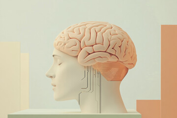 Artificial intelligence concept with human brain and digital circuits overlay. symbolizing the integration of biology and technology in AI.