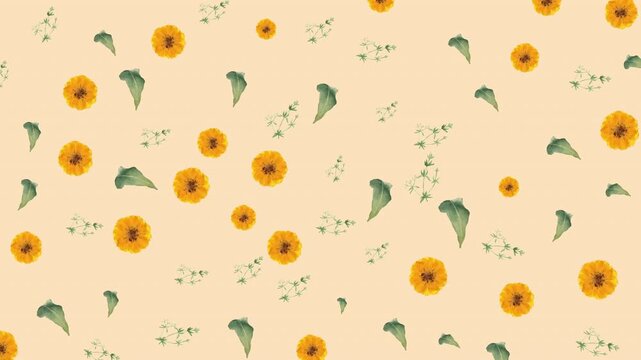 Soft botanical floral pattern featuring pastel watercolor blooms on a blush pink background, creating a charming and elegant atmosphere for decorative and creative use