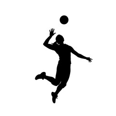 Silhouette of a Volleyball Player Jumping to Hit the Ball.