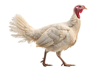 Fototapeta premium Realistic farm turkey, full body, standing pose, neutral natural position, realistic proportions, clean detailed feathers, soft studio lighting, eye level view, centered composition, isolated on trans