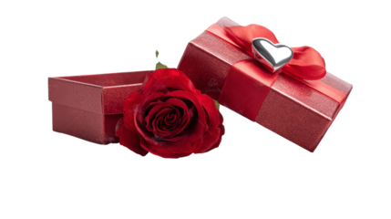 Open shiny box with rose is token of love suitable for valentine's day and weddings as well as any elegant celebration where heartfelt gifts are exchanged