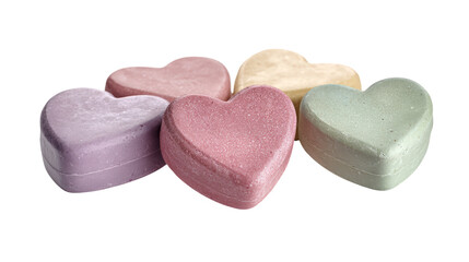 Obraz premium Pastel color valentine's day candy heart collection for romance friendship sweet treat dessert love gift yellow pink green purple confection