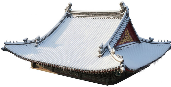 Temple Roof png Asian Architecture cutout Pagoda Roof png Chinese Building cutout Traditional Roof png Japanese Structure cutout Snow Roof png - Powered by Adobe