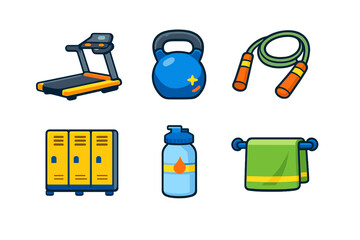 Gym Equipment Icons Set