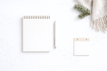 Minimal Winter Workspace Flat Lay
