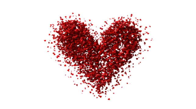 red heart confetti falling symbol love concept happy valentines day design bright background abstract illustration celebration render - Powered by Adobe