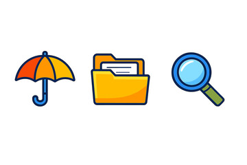 Umbrella, Folder, and Magnifying Glass Icons © Andrei