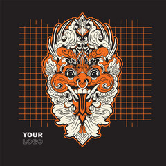 Illustration vector graphic of balinese barong,can be used as t-shirt