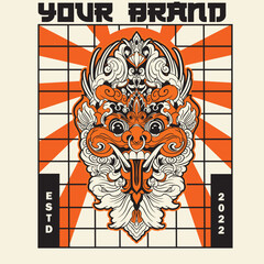 Illustration vector graphic of balinese barong,can be used as t-shirt