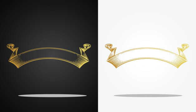 Beautiful and cool vector logo image of a golden ribbon shape for various design purposes and so on with a transparent, black and white background