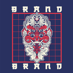 Illustration vector graphic of balinese barong,can be used as t-shirt