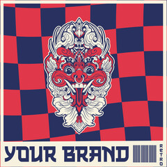 Illustration vector graphic of balinese barong,can be used as t-shirt