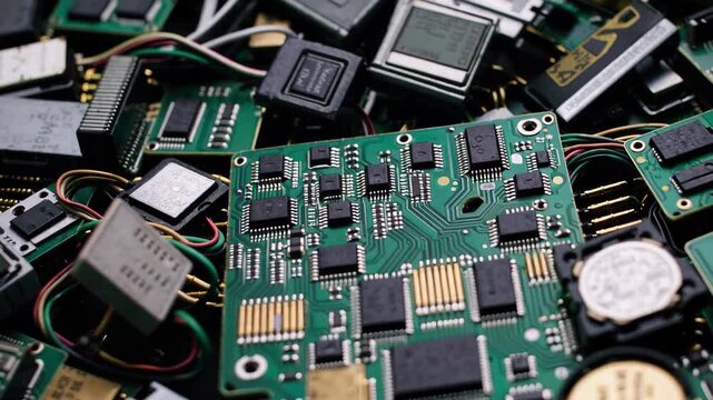 Electronic Waste Pile Showing Environmental Pollution and Recycling Concept