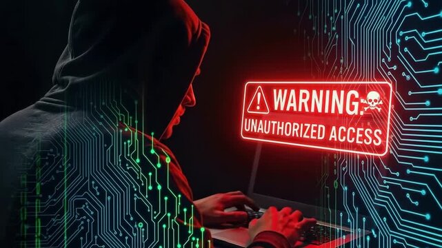 A hacker in a dark setting, illustrating concept of cyber crime.