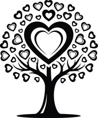 Tree of love with numerous heart shapes representing affection, growth, and connection