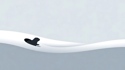 A minimalist cartoon illustration depicts a small groundhog emerging from its snowy burrow.