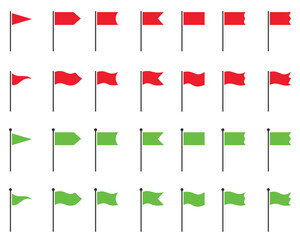 Flag Icon set, red and green Flag vector icon. red flag and green flag symbol vector icon. Vector illustration.
