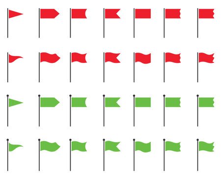 Flag Icon set, red and green Flag vector icon. red flag and green flag symbol vector icon. Vector illustration.