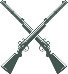 Vintage crossed rifles vector emblem with long-barrel muskets in a formal, symmetrical design symbolizing heritage and defense.