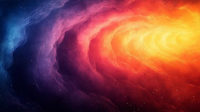 Abstract nebula forming a swirling vortex of vibrant cosmic dust and starlight, creating an energetic and mysterious visual representation of ongoing universal formation and celestial phenomena