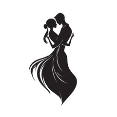 silhouette of bride and groom
