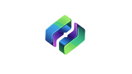 Iridescent 3d logo isolated on transparent background