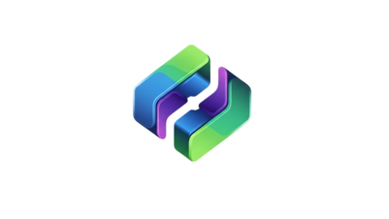 Iridescent 3d logo isolated on transparent background