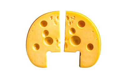 Obraz premium Close-up of sliced cheese wedges with holes against a black background