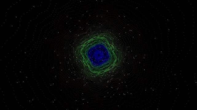 Cylindrical Point Cloud Tunnel Lidar Scan Thermal Vision Navy Red Heatmap Glitch Crumbling Walls Forward Flight Cyber Security Drone Surveillance Loop 4K ProRes 422 HQ