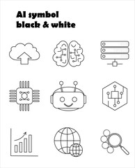 Hand Drawn AI Artificial Intelligence Technology Icon Set Doodle
