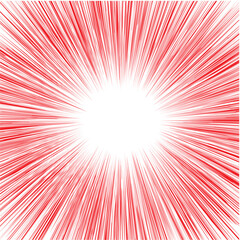 Red sunburst background with intense radiant light rays. Abstract radial burst pattern expressing power and motion. Vibrant glowing energy design with dramatic impact. 