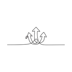 Minimalist continuous line drawing of multiple arrows pointing upwards symbolizing growth and direction