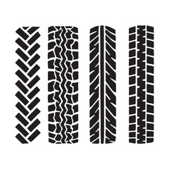 Black Tire Track Silhouettes Set for Automotive and Offroad Design