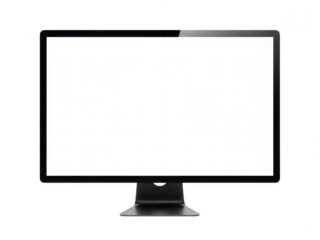 Modern flat screen computer monitor on stand isolated on transparent background